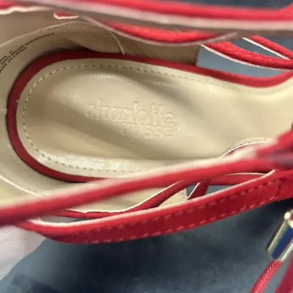 Charlotte Russe red Sienna womens strappy heel size 9 party formal cocktail - Picture 7 of 8